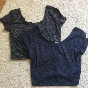 Cap sleeve Crop Tops Blue and Grey EUC